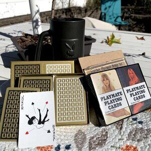 Vtg Playboy Bunny Beer Stein plus 2 Double Deck Sets of Playing Cards